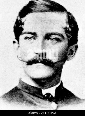 . A history of the Eighth Regiment of New Hampshire Volunteers [electronic resource]: including its service as infantry, Second N.H. Cavalry, and Veteran Battalion in the Civil War of 1861-1865, covering a period of three years, ten months, and nineteen days . order of Major-Gexeral Osterhaus. J. Warrex Miller,Official: Asst. Adj.-Gen. J Warren Miller, A. A. Gen. Personal.—James H. Marshall, of Nashua, enlistedwith the writer in Company B of the Eighth New Hamp-shire, and was appointed and mustered in as sergeant inthat company on December 20, 1861 Previously, he hadserved in the First Regimen Stock Photo