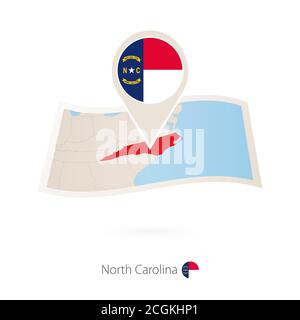North Carolina map, folded paper with North Carolina map. Vector ...