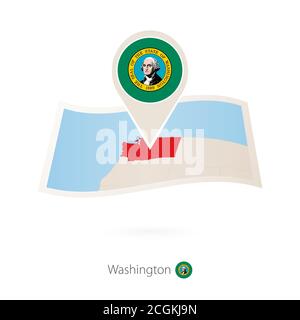 Washington map, folded paper with Washington map. Vector illustration ...