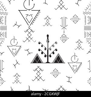 traditional Berber Tattoos seamless pattern Stock Vector