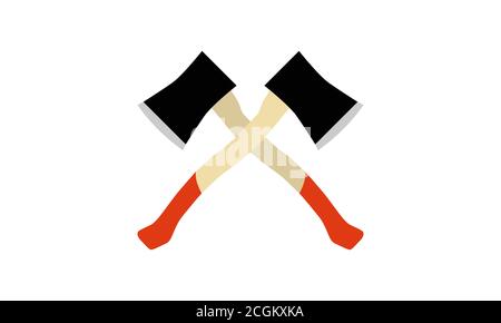 Axe vector hatchet lumberjack icon wood equipment illustration tool weapon black vintage Stock Vector