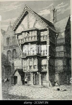 . Old Saint Paul's : a tale of the plague and the fire . elry till yesterday, whenthe three women died, and he fell sick. He didnot, however, give in, but continued carousinguntil an hour before his death. Too much shocked to make any reply, theyoung man proceeded towards the hutch. Be-neath a doorway, at a little distance from it, sata watchman with a halbert on his shoulder, guard-ing the house ; but it was evident he would be oflittle further use. His face was covered with hishands, and his groans proclaimed that he himselfwas attacked by the pestilence. Entering thehutch, the young man pul Stock Photo