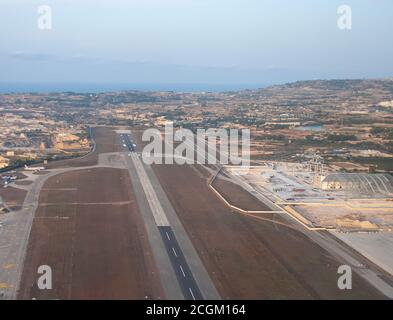 Malta International Airport on the site of the former military base of RAF Luqa Stock Photo