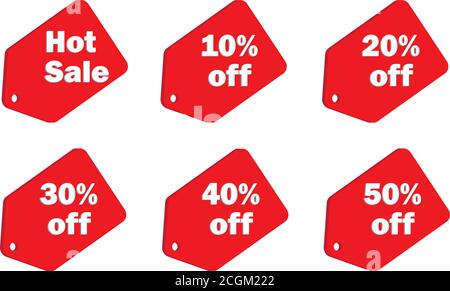 Promotional tags for hot sale and discounts. Stock Vector