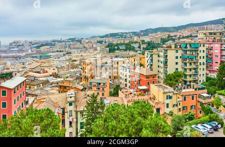 View of Castelletto district in Genoa (Genova), Italy. Cityscape Stock Photo