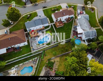 View from the height of a the american small town roofs in NJ US Stock Photo