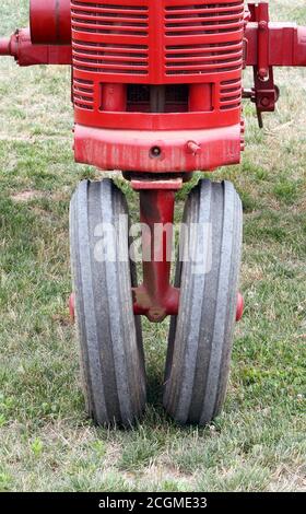 Front view of an old tractor. Stock Photo