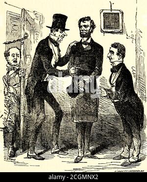 . Lincoln caricatures : during his campaign, after his election and during the Civil War . the methods employed by him in private lifeas well as in the service of his country, which were ridi-culed in the contemporary cartoons reproduced in thesepages. Curtis Joseph Kirch and ]Milton Fuessle. ABOUT THE SIZE OF IT. (From Vanity Fair, May 4, 1861.) PRESIDENT LIXCOLN has been accused of inde-cision—of saying a thing one day, and withdraw-ing it the next. We shall see a nev»^ and startling proofof this soon. Fort Sumpter is his word now, and wehave very reason to believe that he will very speedily Stock Photo