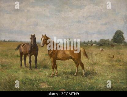verder groentje inspanning Montigny Jules - Twee Paarden in Een Landschap Stock Photo - Alamy