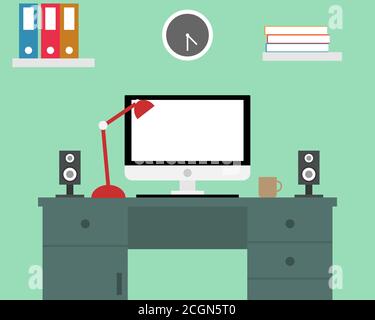 Illustration vector design of flat office room Stock Vector