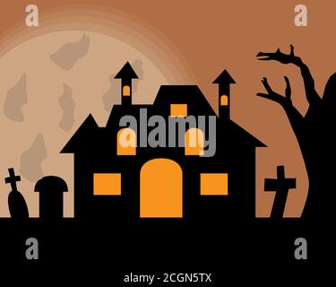 Illustration vector design of Halloween landscape background Stock Vector