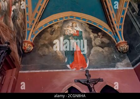 Amboise, France - October 31, 2013: The Oratory of Anne de Bretagne, The Virgin of the Light by Da Vinci's studio artists, ”, attributed to Francesco Stock Photo