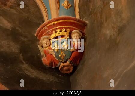 Amboise, France - October 31, 2013: Closeup of the ceiling at the Oratory of Anne de Bretagne, at chateau du clos luce, Amboise, France. Stock Photo