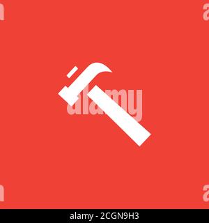 Hammer Red Icon On White Background. Red Flat Style Vector Illustration Stock Vector