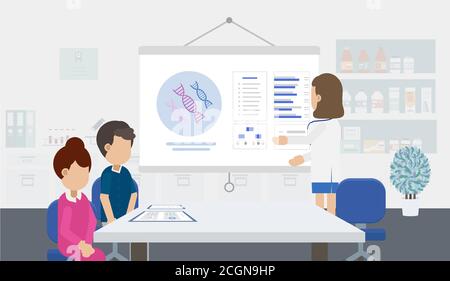 Fertility clinic concept with doctor and patients flat design vector illustration Stock Vector