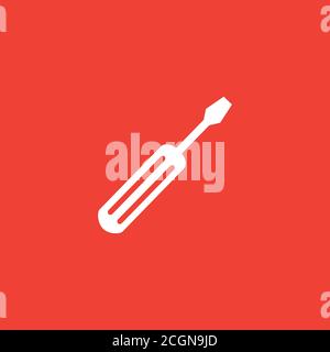 Screwdriver Red Icon On White Background. Red Flat Style Vector Illustration Stock Vector
