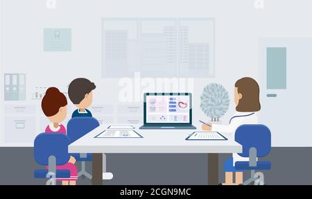 Fertility clinic concept with doctor and patients flat design vector illustration Stock Vector