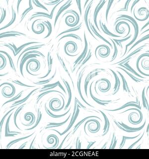 Stock vector seamless pattern. Waves or water splashes. Abstract texture from blue brush strokes on white background. Texture for wrapping paper or Stock Vector
