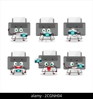 Photographer profession emoticon with printer cartoon character Stock Vector