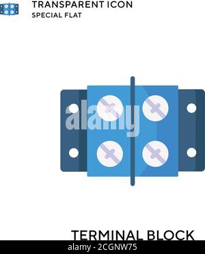 Terminal block vector icon. Flat style illustration. EPS 10 vector. Stock Vector