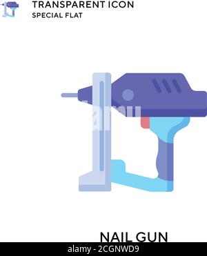 Nail gun vector icon. Flat style illustration. EPS 10 vector. Stock Vector