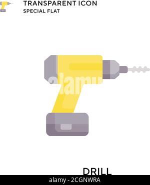 Drill vector icon. Flat style illustration. EPS 10 vector. Stock Vector
