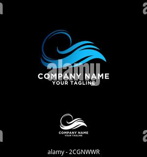 wave Logo illustration design template. flowing liquid water symbol icon in vector for any corporate or company use. Stock Vector
