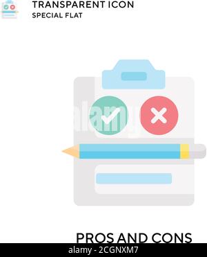 Pros and cons vector icon. Flat style illustration. EPS 10 vector. Stock Vector