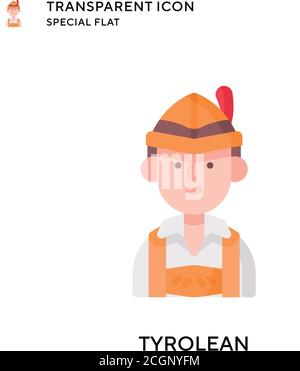 Tyrolean vector icon. Flat style illustration. EPS 10 vector. Stock Vector