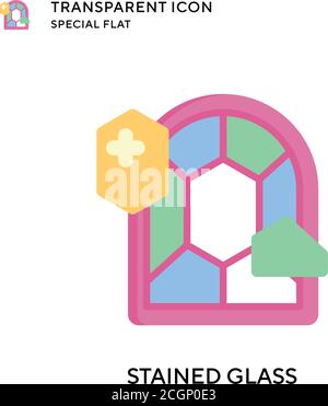 Stained glass vector icon. Flat style illustration. EPS 10 vector. Stock Vector