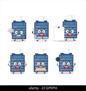 Cartoon character of server cloud with various chef emoticons Stock Vector