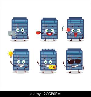 Server cloud cartoon character with various types of business emoticons Stock Vector
