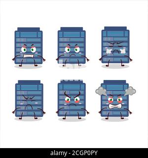 Server cloud cartoon character with various angry expressions Stock Vector