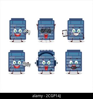 Server cloud cartoon character are playing games with various cute emoticons Stock Vector