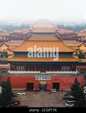 The Forbidden City in Smog, Haze, Beijing, China Stock Photo