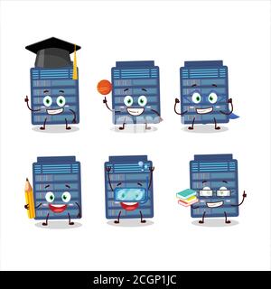 School student of server cloud cartoon character with various expressions Stock Vector