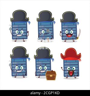 Cartoon character of server cloud with various pirates emoticons Stock Vector