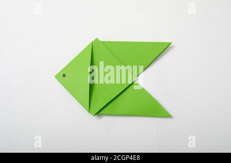 origami fish isolated white background Stock Photo