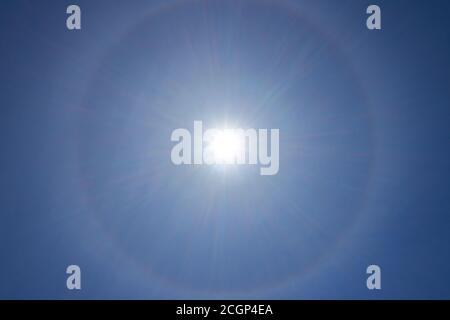 fantastic optical phenomenon in the atmosphere around the sun Stock Photo