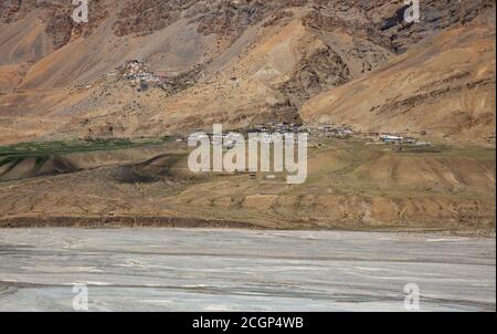 KI Monastery and Ki village in Spiti Valley, Himachal Pradesh, India Stock Photo