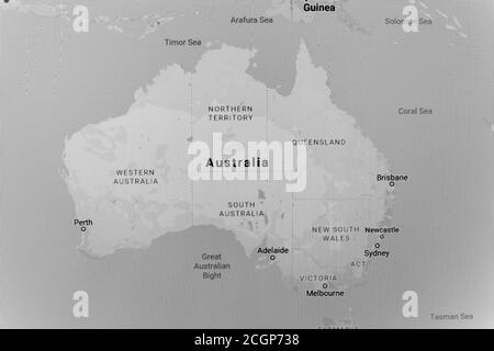 Ryazan, Russia - July 08, 2018: Country of Australia on the google maps service Stock Photo