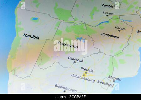 Ryazan, Russia - July 08, 2018: Country of Botswana on the google maps service Stock Photo