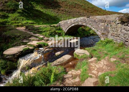 Packhorse bridge at Three Shires Head, Axe Edge Moor, Peak District, England. Stock Photo