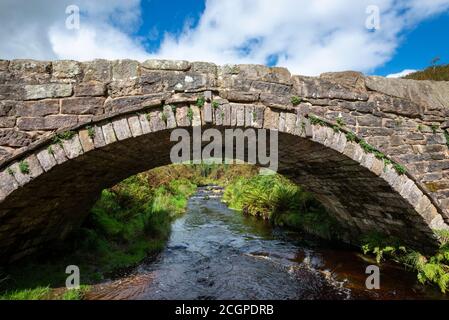 Packhorse bridge at Three Shires Head, Axe Edge Moor, Peak District, England. Stock Photo