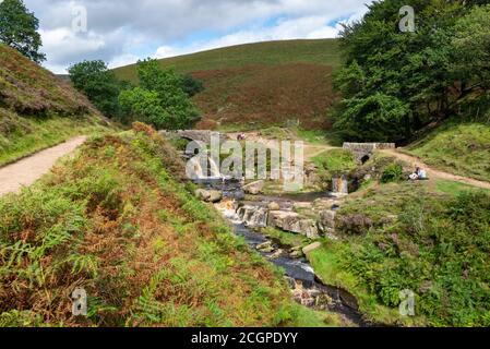 Three Shires Head, Axe Edge Moor, Peak District, England. A popular scenic spot where Cheshire, Derbyshire and Staffordshire meet. Stock Photo