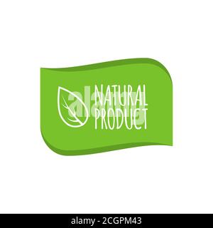 Natural product logo, badge. Organic sticker for products packaging. Vector illustration Stock Vector