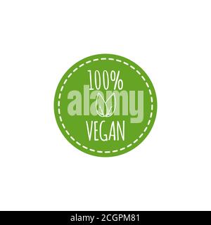 Vector round vegan logo with leaf. Vector elements for labels, logos, badges, stickers or icons Stock Vector