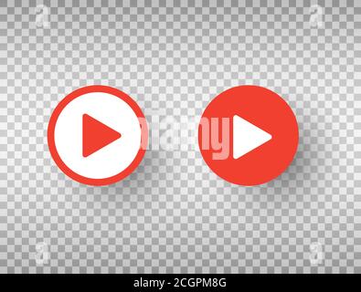 Play button icons set isolated on transparent background. Social media symbol. Design template for web, apps. Vector illustration Stock Vector
