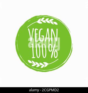 Vegan round logo. Bio, eco food design. Vector illustration Stock Vector