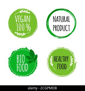Set of organic food tag and label sticker design elements Stock Vector ...